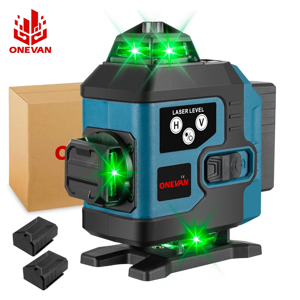 ONEVAN Cordless 16 Lines 4D Laser Level Self-Leveling 360 Horizontal And Vertical Cross Super Powerful Green Laser Level