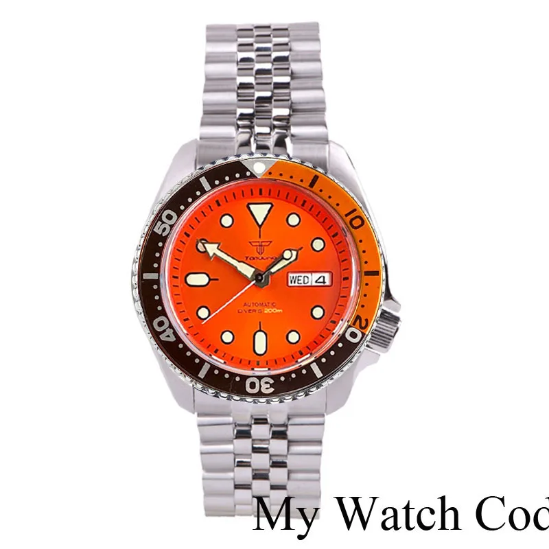 Tandorio Mod NH36AA Wochentag Datum Stahl Mechanische Uhr Männer 120 klicks Lünette Kapitel Ring 3,8 Krone 20bar Wasserdichte Uhr 6