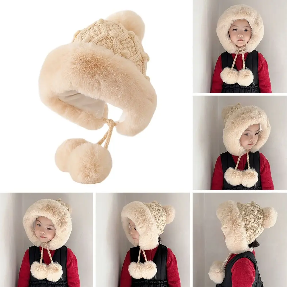 

Милая вязаная детская зимняя шапка-бини, ветрозащитная, морозостойкая, лыжная шапка, мягкая утолщенная детская теплая шапка на открытом воздухе