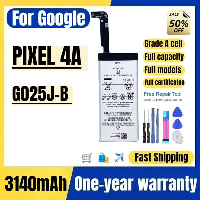 G025J-B  for Google PIXEL 4A Mobile Phone Battery High Quality High Capacity Battery Replacement Bateria Grade A Cell with Tools