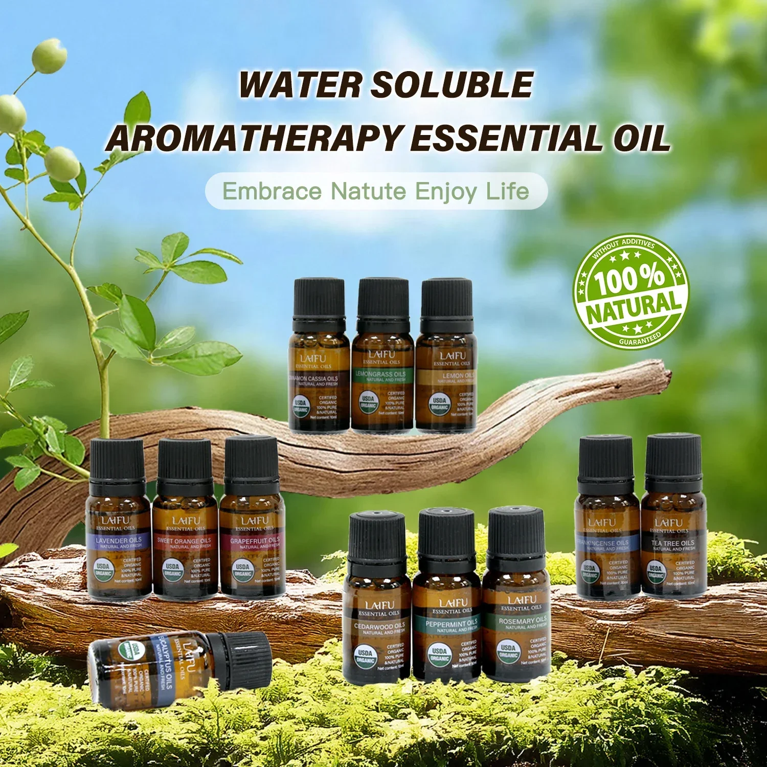 12Pcs Essential Oil Blends Set for Diffuser 0.33fl.oz Each Aromatherapy Fragrance Oils Calming Sweet Dreams Immunity Relax Mood Fresh Air Home Scent