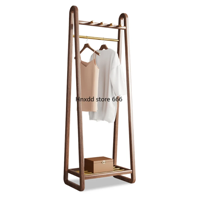 Household Chinese coat rack All solid wood hanger Floor to ceiling vertical shelf room