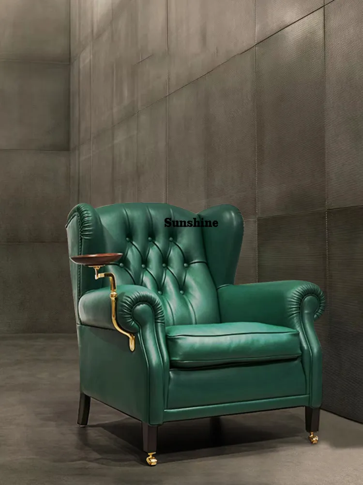 Italian light luxury single sofa lounge chair imported top-layer cowhide sofa chair
