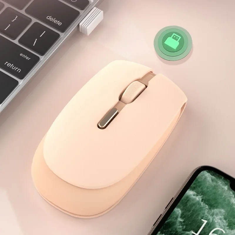 Mouse Sem Fio Recarregável Gamer, Modos Duplos, Compatível com Bluetooth, 2.4G, USB, Mute Mice para Laptop, Pad, Tablet, Macbook