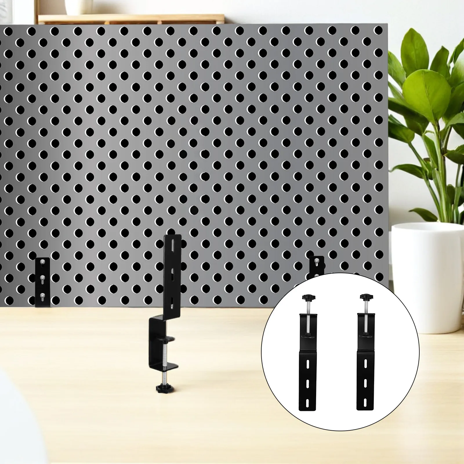 2pcs Metal Desk Clamp Mount Pegboard Tabletop Pegboard Fixing Bracket Adjustable Table Edge Stand For Home 1-7cm Thickness