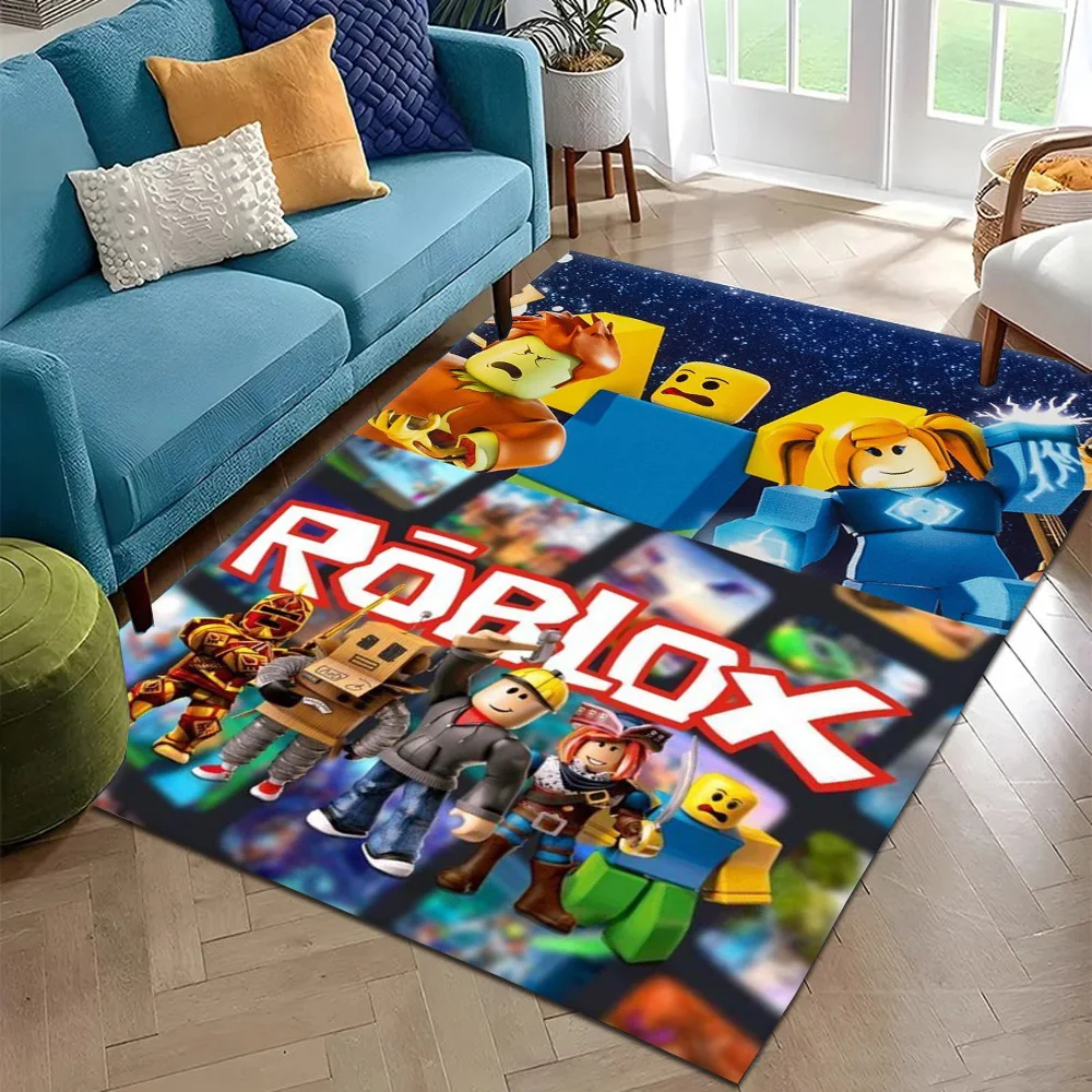 Hot Cartoon R-Ro-bloxs Classic Game Carpet Rug for Bedroom Living Room Decor Sofa Home Kids Game Area Rug Non-slip Floor Mat