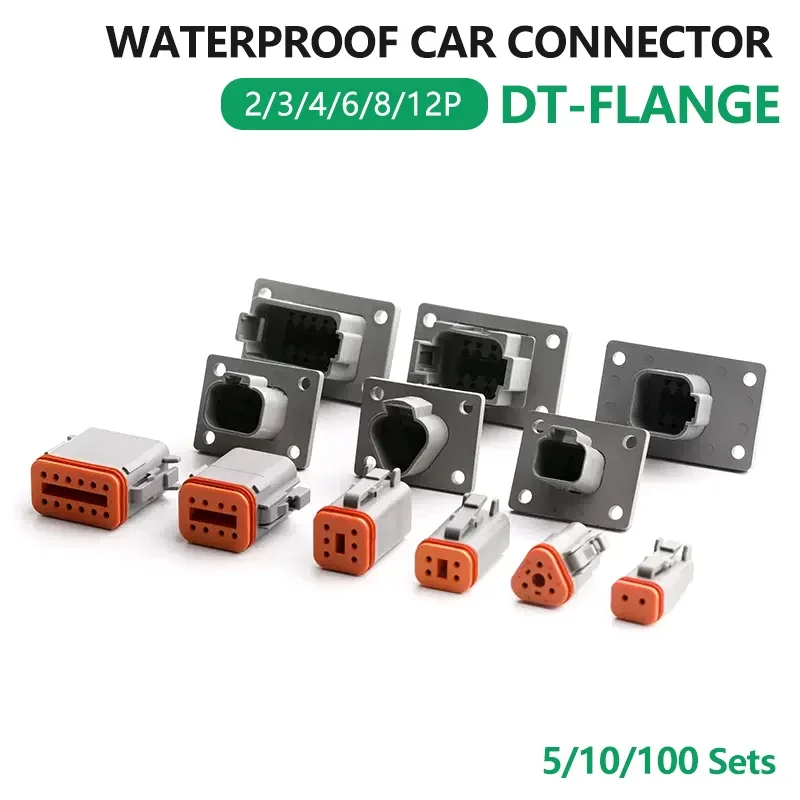 DT04-4P-L012 Deutsch flange type waterproof automotive connector 2P/3P/4P/6P/8P/12P  sheath  butt harness socket terminal