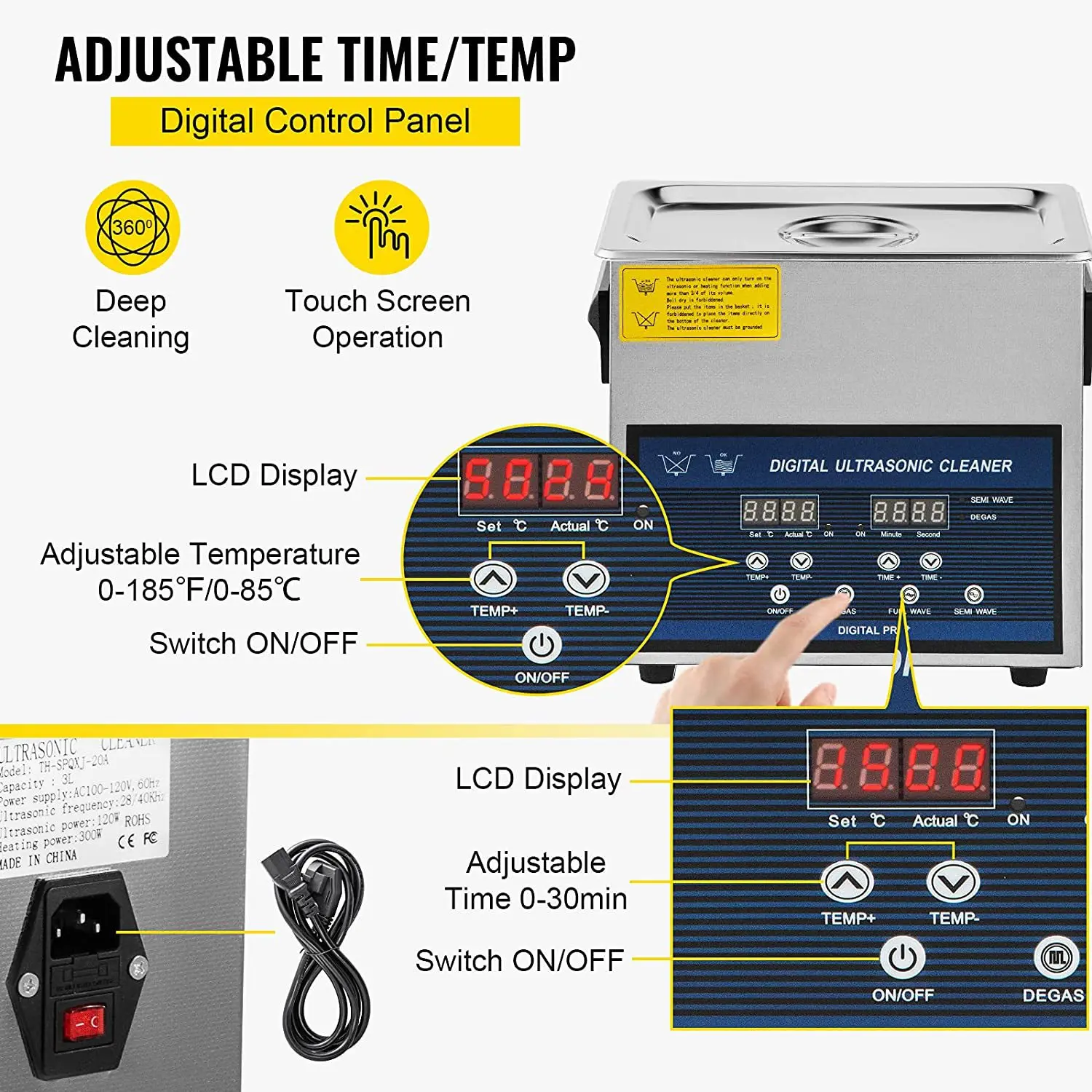 6L Professional Ultrasonic Cleaner Jewelry/Glasses/Tools Digital Timer Ultrasonic Glasses Cleaner Home Jewelry Cleaning Solution