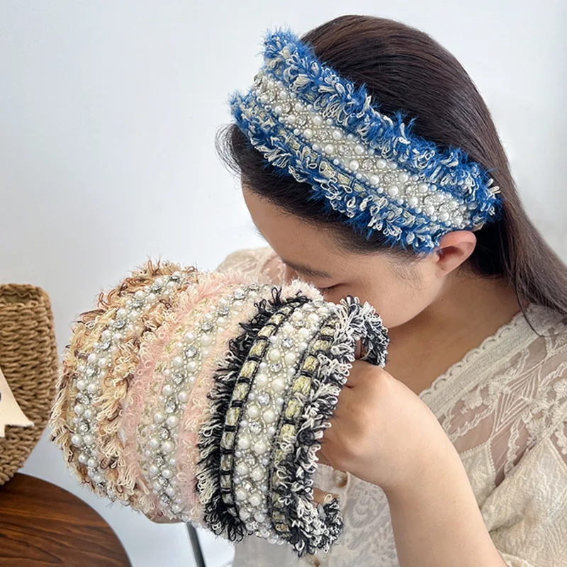 

Autumn Winter New Korean Inspired High-End Diamond Pearl Fabric Headband