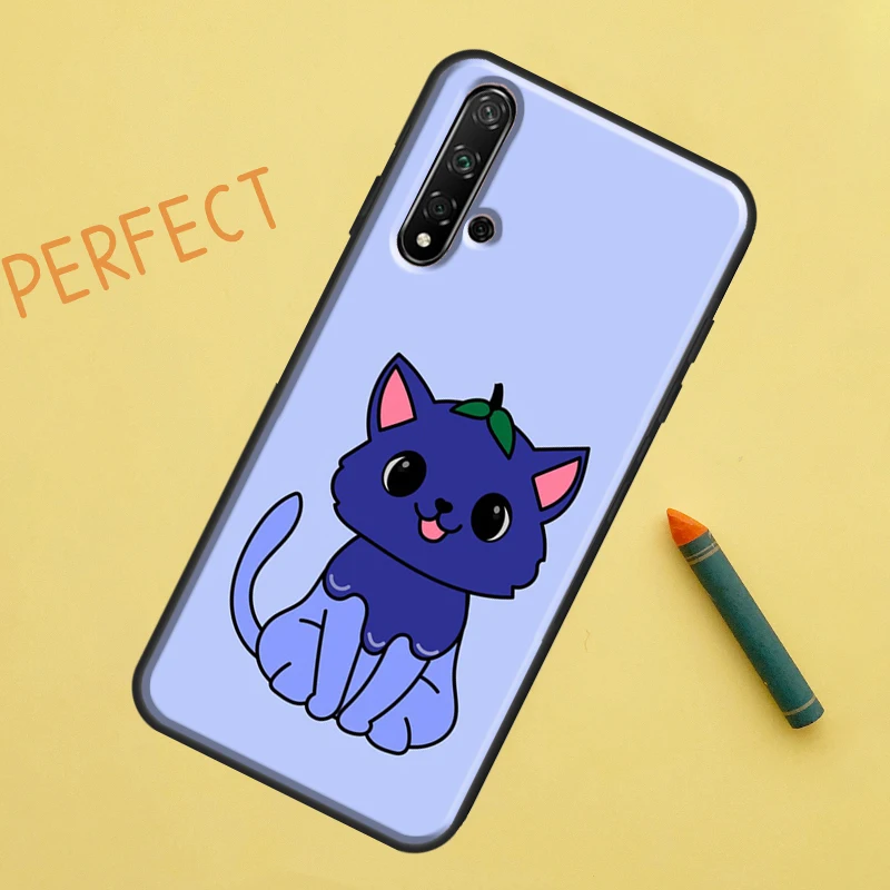 Cute Kawaii Blueberry Cat Case For Huawei Nova 9 10 SE 11i 8i 7i 3i Nova 5T Y60 Y61 Y70 Y90 P20 P30 P40 Lite P60 Pro