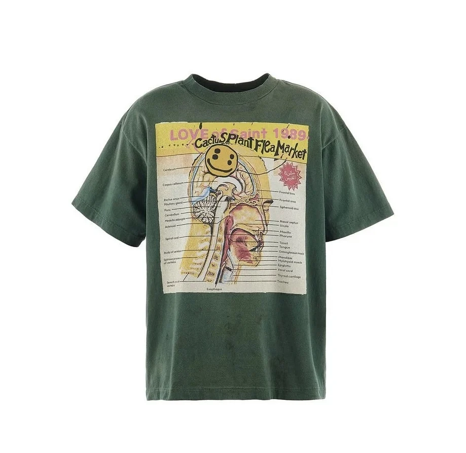 

Saint Men's Clothing cactus plant flea market Wash short sleeves with green water