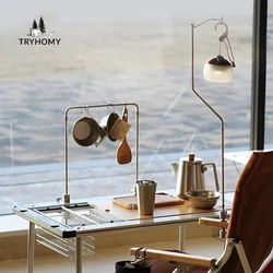 Estante de mesa para acampar, accesorios de mesa IGT para exteriores, colgador portátil, soporte de luz, estante de almacenamiento de escritorio de acero inoxidable, estante colgante