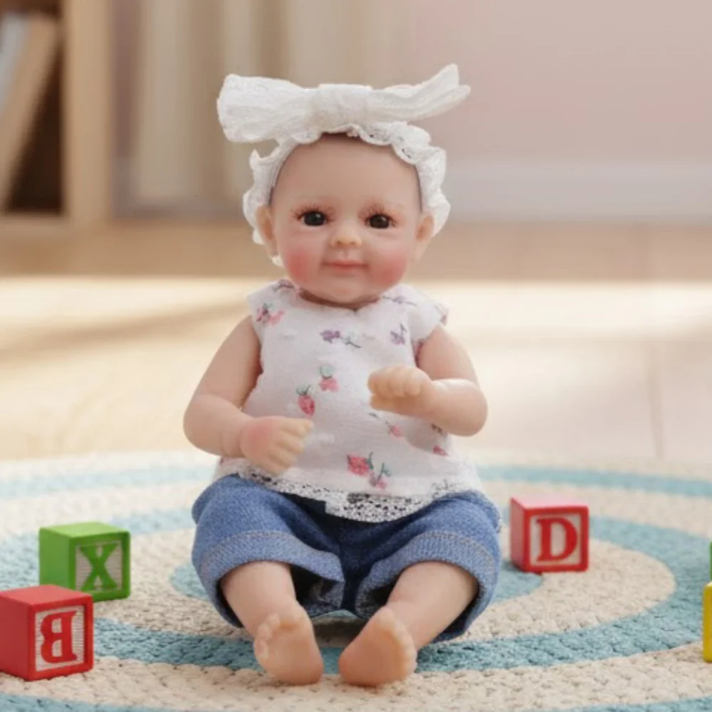 Cloveray 8 polegada mini corpo inteiro silicone realista reborn bebê boneca super macio sólido silicone boneca de alta qualidade original presente do miúdo