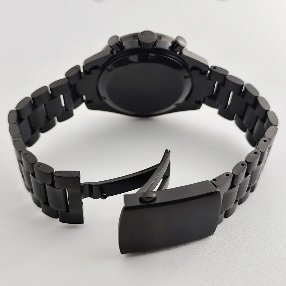 Cassa VK63 da 39,7 mm VK64case Cinturino in acciaio inossidabile da 20 mm Adatto per movimento al quarzo VK63VK64 adatto per cassa nera con quadrante da 32,5 mm