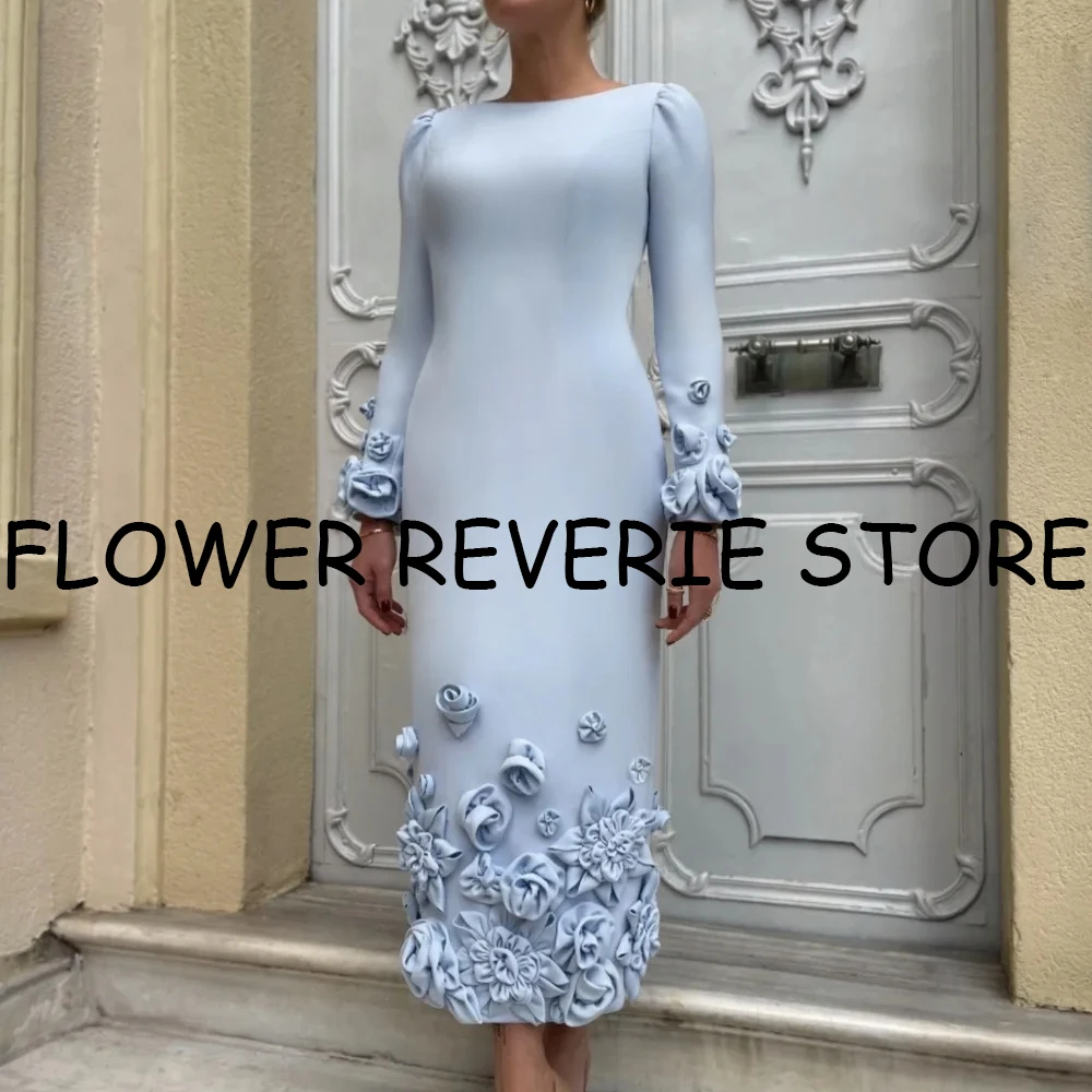 

Customized Sizes Available Jersey Pleat Flower Straight Jewel Midi Dresses Cocktail Dresses High Quality Unisex Fashion Simple