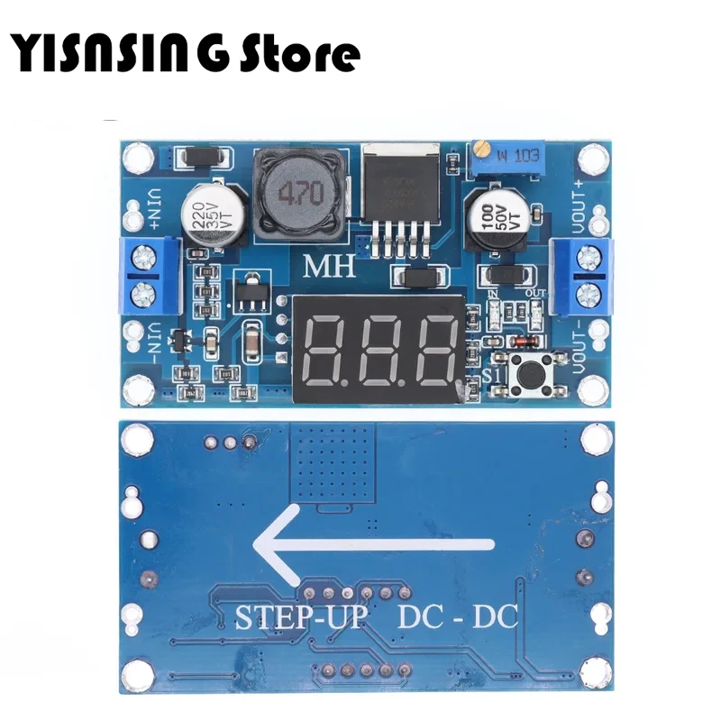 XL6009 4A Booster Module DC-DC Adjustable Step-up Power Supply Module with LED Voltmeter Display 400K