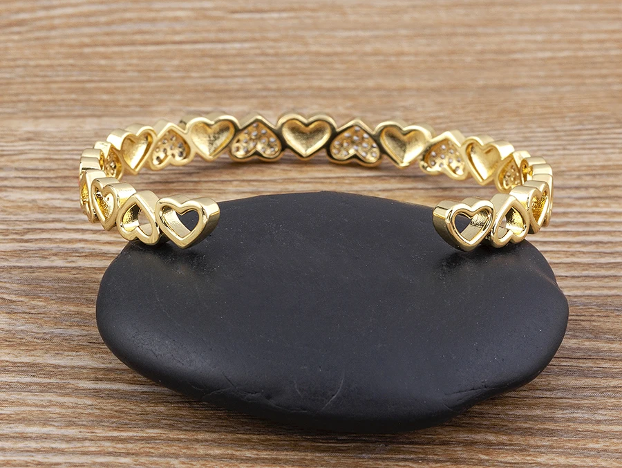Nidin Trendy 5 Farben Geöffnete Armbänder für Frauen Gold Überzogene Herz Romantische Liebe Schmuck Zubehör Emaille Verstellbare Armband Geschenk – Detail 8