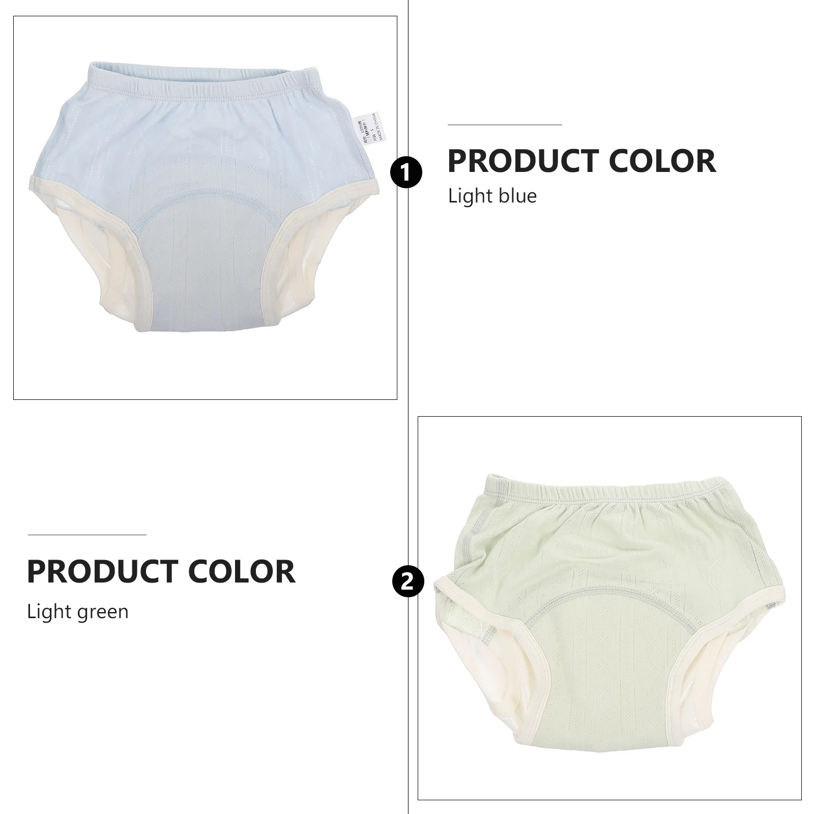 2개입 아기용 면 훈련 팬츠 패드 내장 통기성 세탁 가능 재사용 가능 유아용 배변 훈련 속옷 남아 여아용