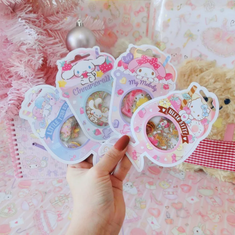 

Kawaii Hello Kitty Sticker Pack Ice Cream Cup Cute Crystal DIY Stationery Supplies Cartoon Anime Girl Student Gift Wholesale