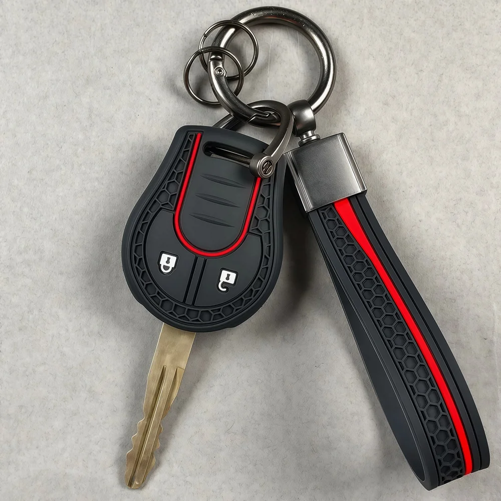 Für Nissan Note Micra Juke Qashqai Tiida X-Trail Cube Silikon Fernbedienungs-Schlüsselhülle Schlüsselanhänger-Abdeckung 2-Tasten-Halter