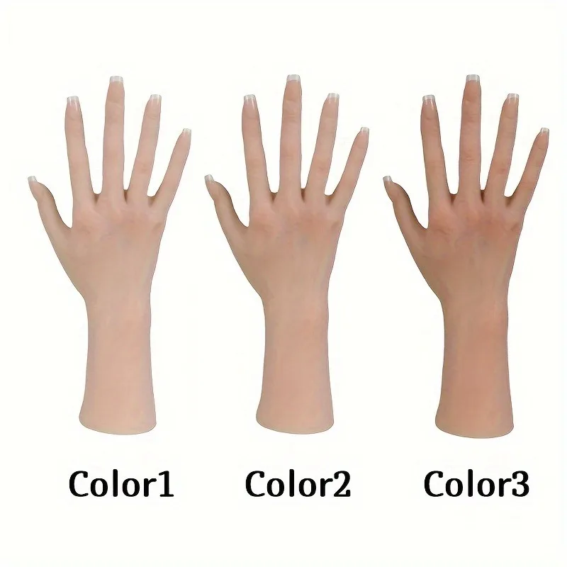 

Silicone Practice Hand With Flexible Fingers and Bent Wrist For Nails Ring Bracelet Watch Display Drawing Photography Props