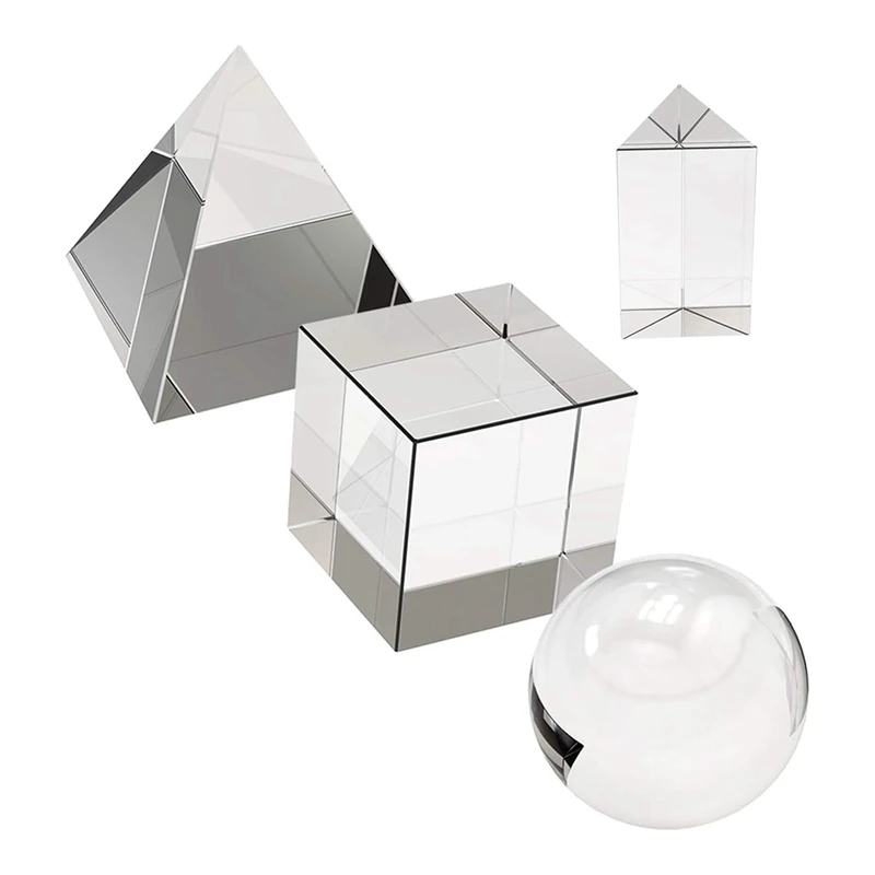 T61C_4 Pack K9 Optical Crystal Photography Prism Set, Include 55mm Ball