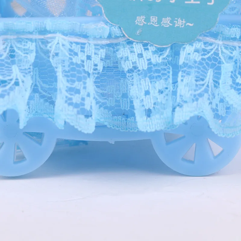 Birthday Baby Shower Party Favor Yarn Basket Candy Box with Lace ribbon DIY Bear Pattern Christening Boy Girl Gift 12pcs