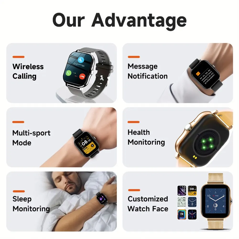 Nuevo reloj inteligente con pantalla a Color de 1,44 pulgadas, completamente táctil, esfera personalizada, reloj inteligente con Bluetooth que habla, reloj inteligente de moda para hombres y mujeres