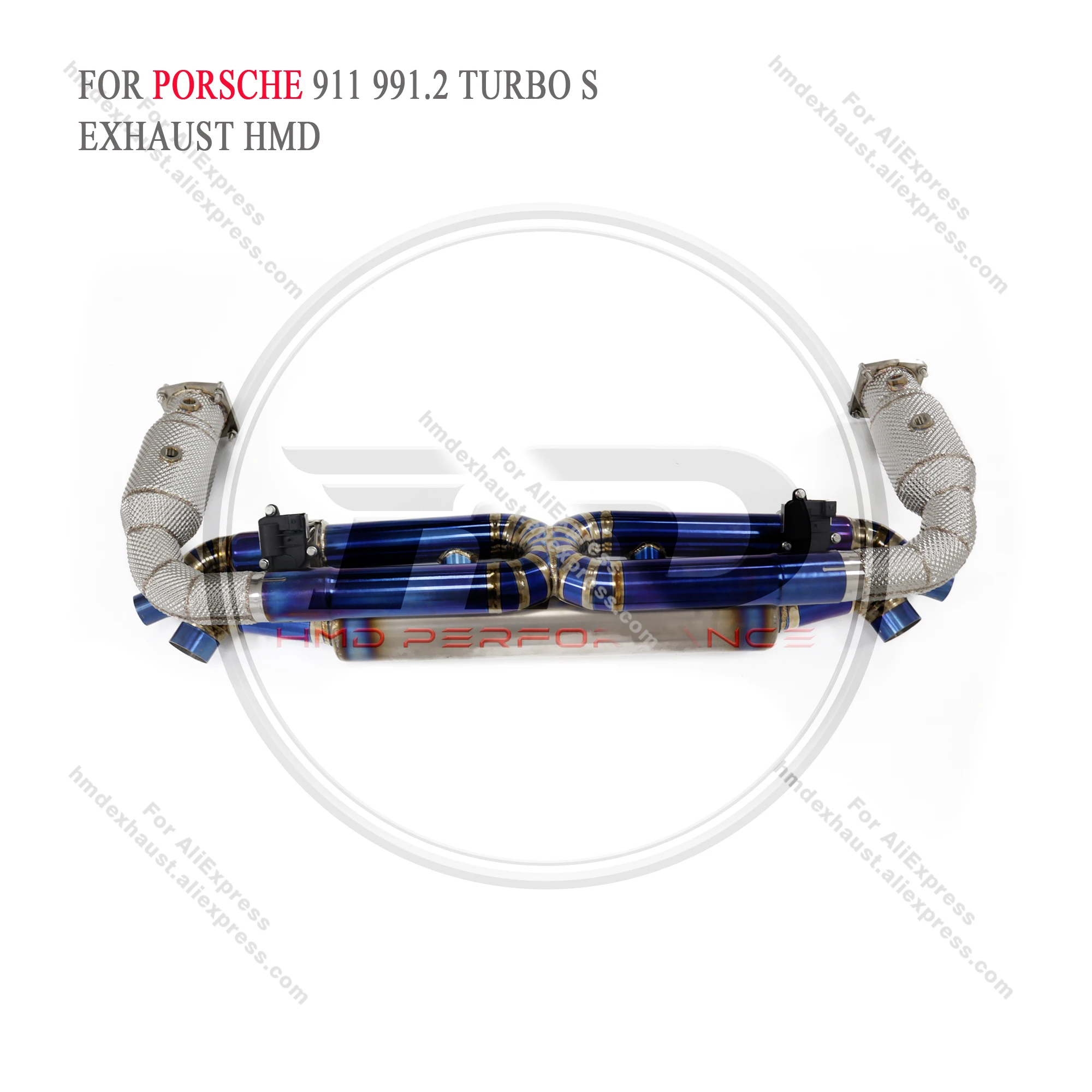 HMD Hot sale Titanium Alloy Performance Downpipe and Catback for Porsche 911 991.2 TURBO S 3.8T Muffler With Valve - Image 2