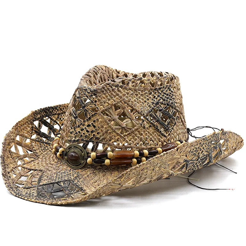 

Western Cowboy Jazz Sun Handmade Straw Beach Hat Men's and Women's Summer Outdoor