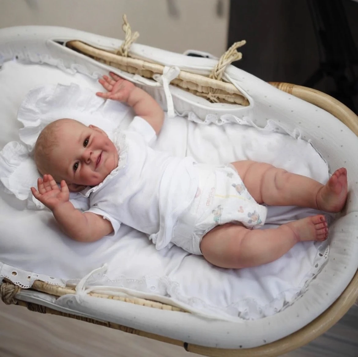 Adorabile bambola da neonato rinata, neonato realistico, pelle morbida, espressione carina, miglior compagno di giochi per bambini, ottimo regalo di compleanno o per le vacanze