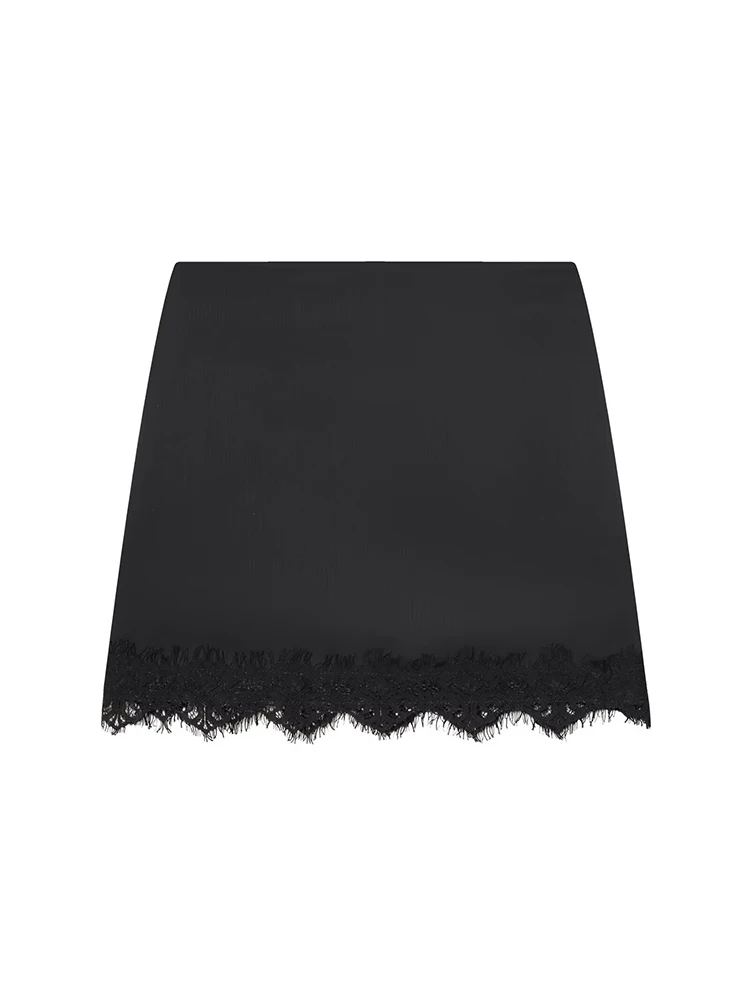 TFMLN New Women Satin Mini Skirts Casual Elegant Solid Color Lace Hem Skirt Fashion Commuter Streetwear Straight Short Skirts - Image 5