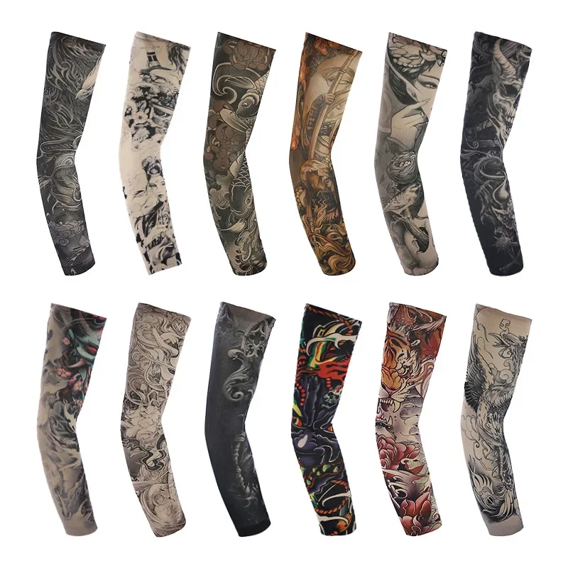 Flower Arm Tattoo Sleeve Set Simulation Tattoo Seamless Arm Guard Set Optional Color Printing Cycling UV Protection