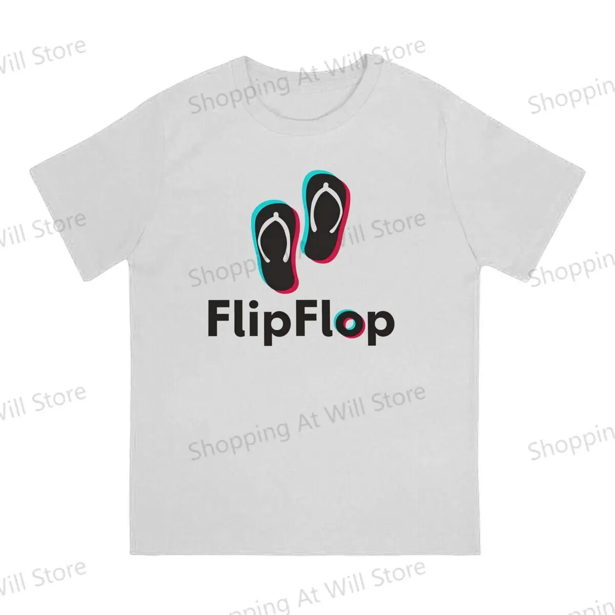 Tops 100% Cotton Fun Fashion FlipFlop Square White Background Men's and women's T-shirts  Short sleeved fun print
