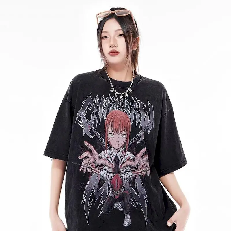 

Ретро-футболки High Street с эффектом потертости для женщин и мужчин, винтажные, с принтом в стиле хип-хоп/рэп, с коротким рукавом, оверсайз, свободный крой, летние