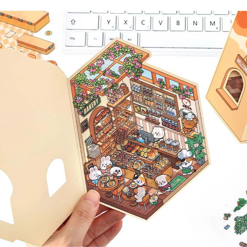 

Mr. Paper 2Style 6 шт./пакет мультфильм еда дом стереоскопические складные наклейки для ландшафтного дизайна Kawaii детские наклейки развлечения