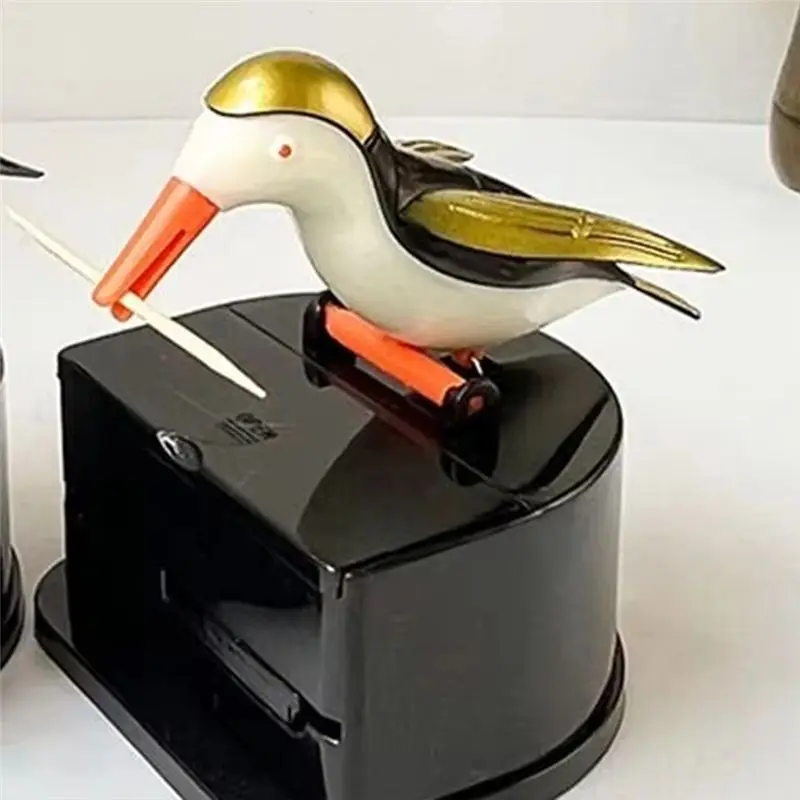 AA94-Cartoon Hummingbird Toothpick Container Automatic Toothpick Dispenser Holder Box Kitchen Accessories
