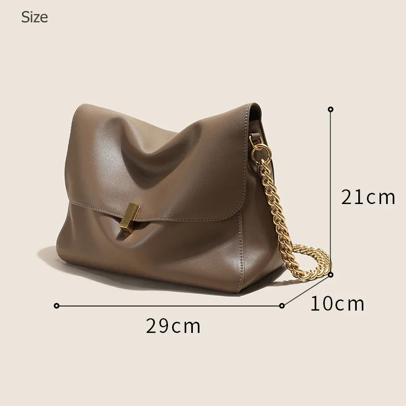 Nuova borsa a tracolla con catena in vera pelle di mucca per donna Borsa a tracolla a tracolla di grande capacità Borsa a tracolla di design di lusso