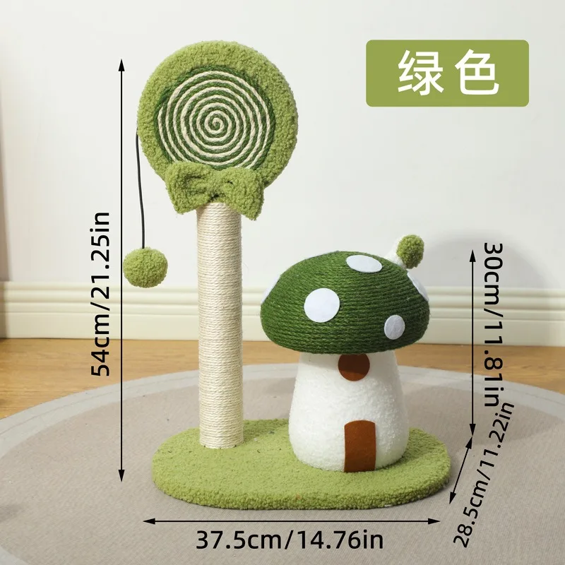 Cute Mushroom House Cat Scratch Board Lollipop Shaping Sisal Grinding Claw Post Cat Bored Pet Supplies view 3
