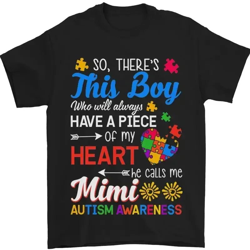 Boy Called Me Mimi Autistic Autism Awareness T-Shirt Men 100% Cotton