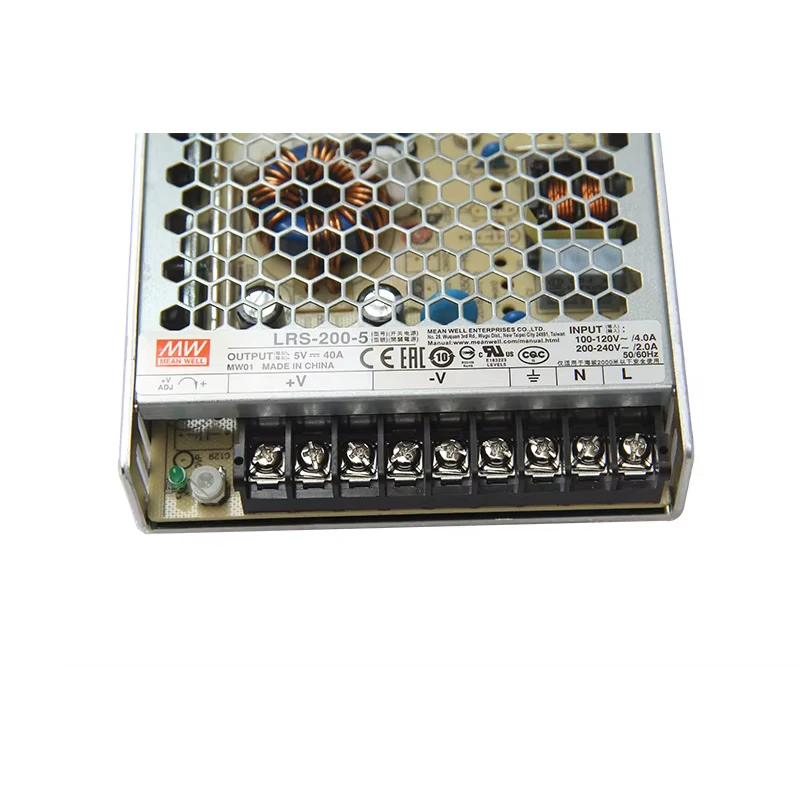 MeanWell LRS-200-5 100 to 240VAC Input 5V40A Output 200W Single Output Switching Power Supply With CE For LED Screen