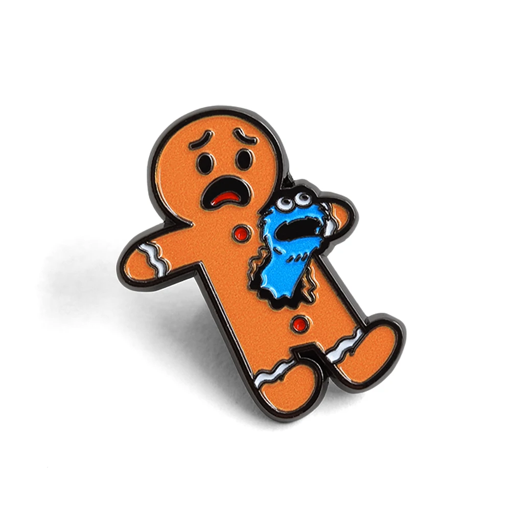 Kawaii Lebkuchenmann Krümelmonster Brosche Lustige Kreativität Geformte Abzeichen Cartoon Anime Peripherie Emaille Pin Kragen Schmuck
