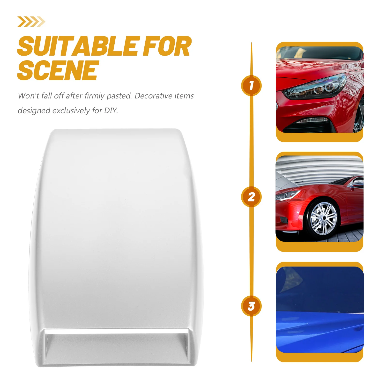 

Универсальный поддельный совок, серебряная автомобильная воздушная декоративная решетка, крышка для автостайлинга кузова, вентиляционная наклейка на капот, вентиляционное отверстие для капота