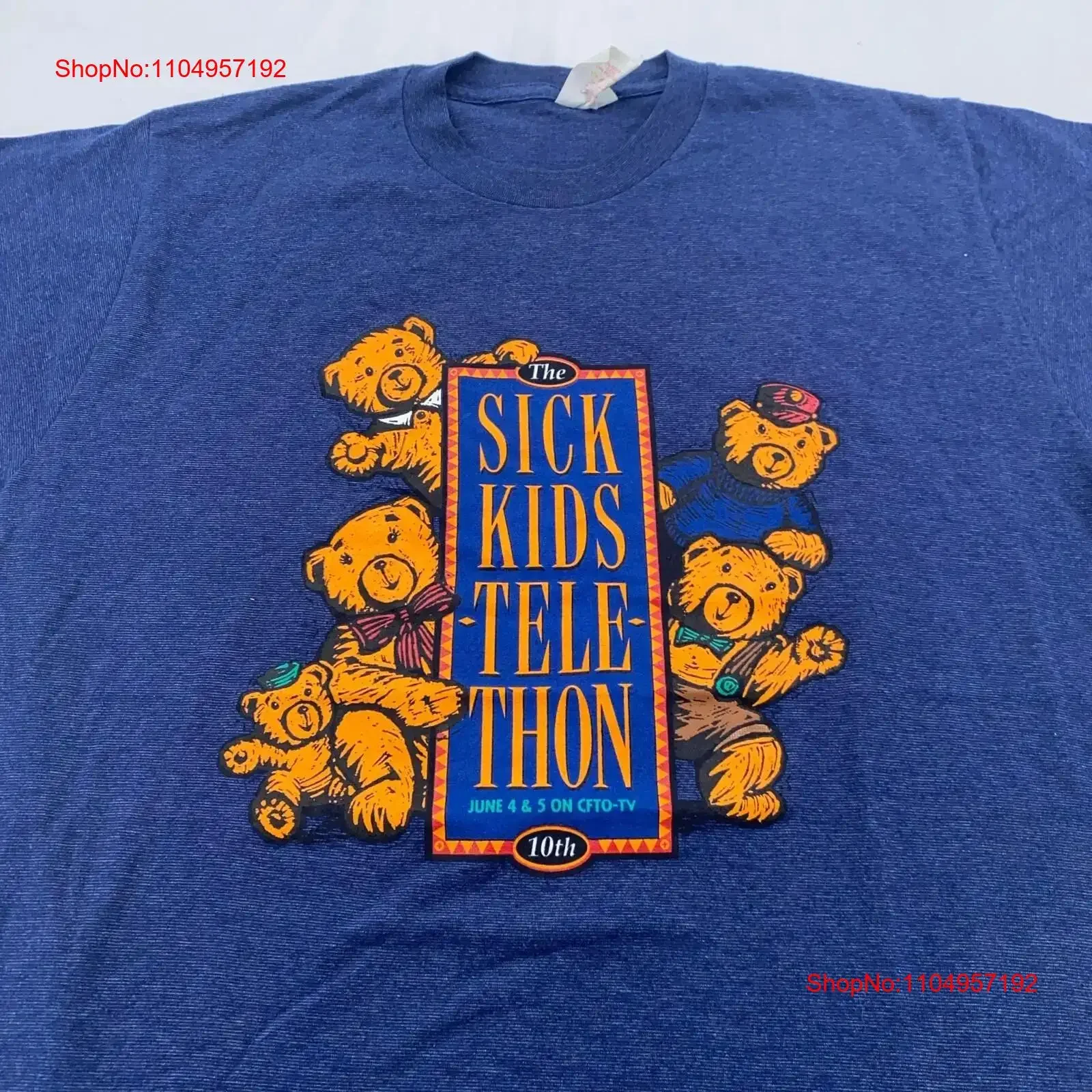 

Винтажная футболка 90-х годов TEDDY BEAR THE SICK KIDS TELETHON CFTO TV, БОЛЬШАЯ винтажная стильная универсальная растянутая футболка