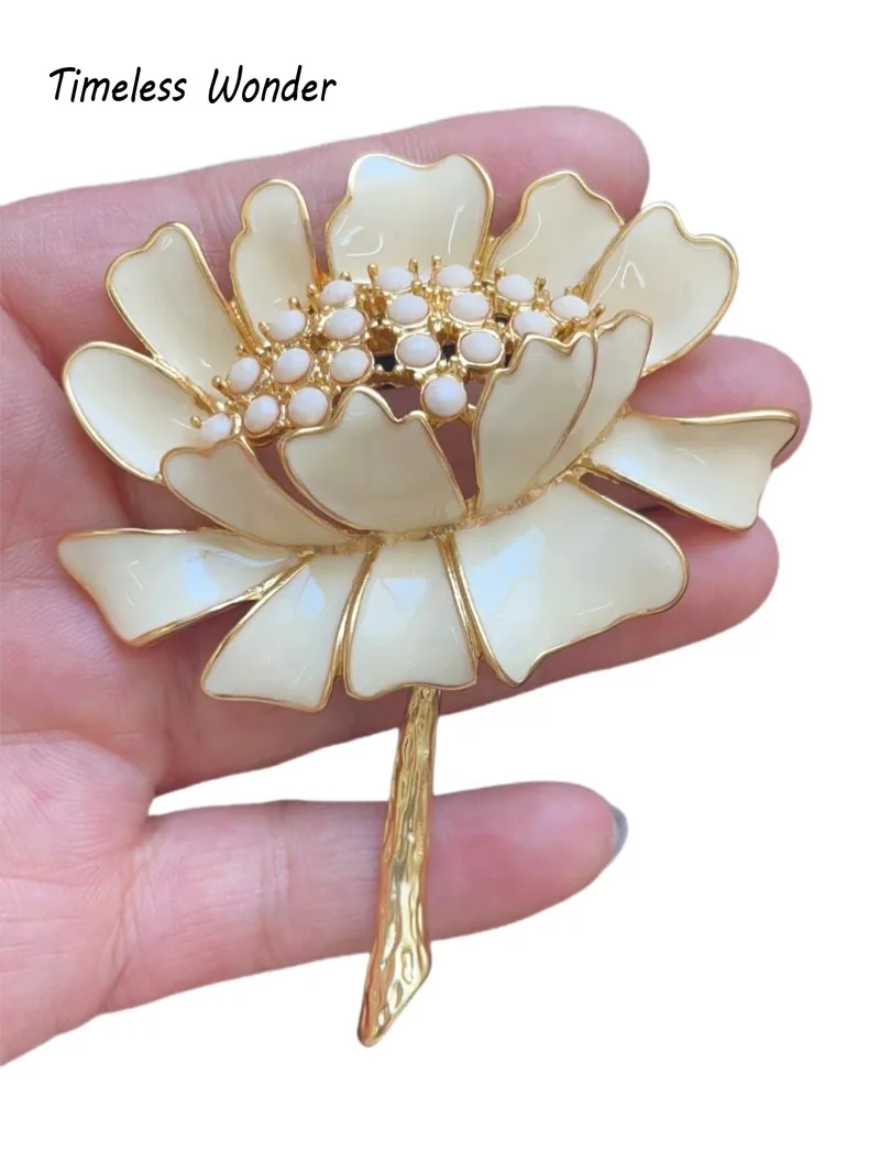 Timeless Wonder Fancy Enamel Geo Floral Brooch Pins for Women Designer Jewelry for Gown Runway Rare Luxury Gift Cute 5381