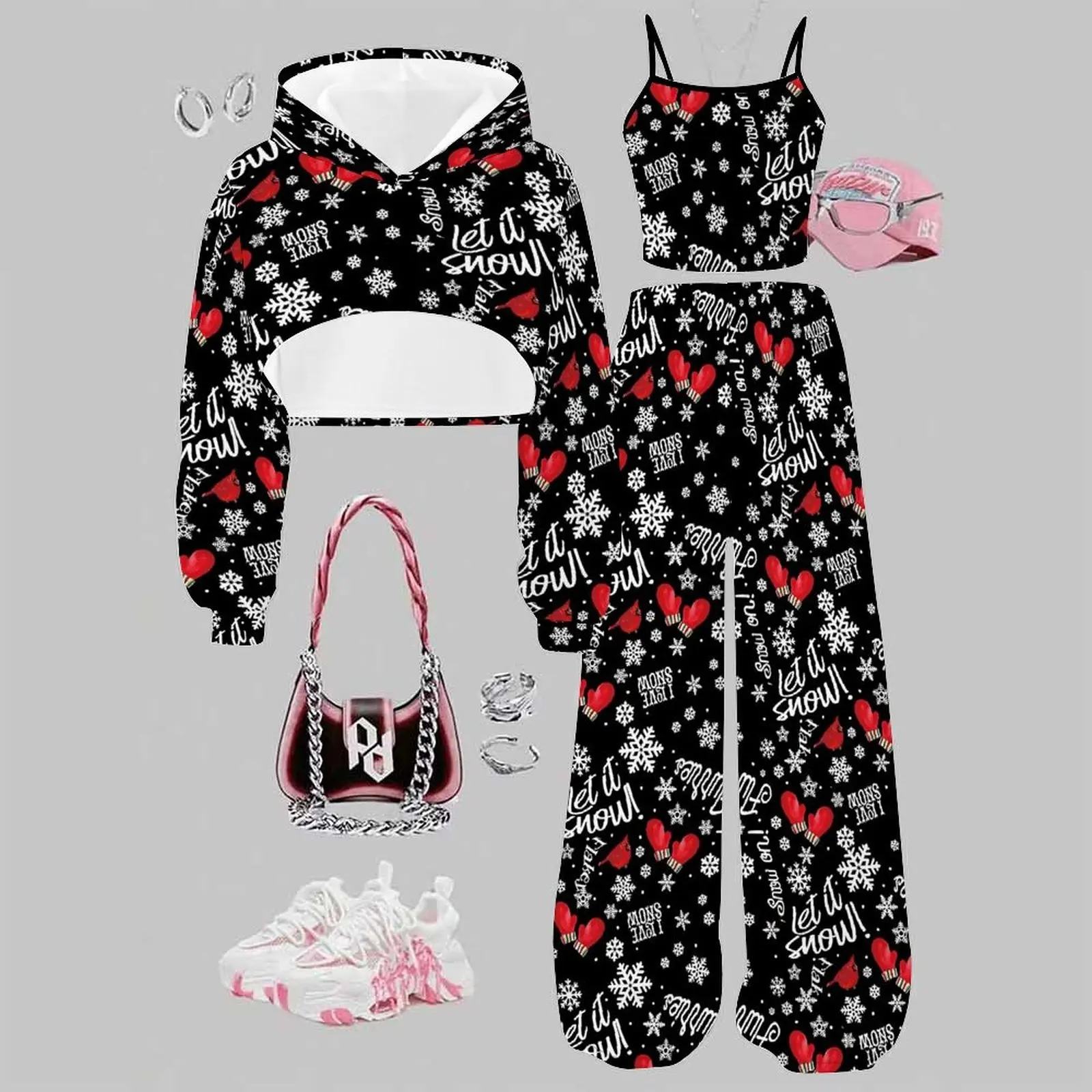 Kids Sweet Fashion Print Three Piece Retro Round Neck Coat  Soft  Skin-friendly Vest Everyday Beach Vacation Party Outfit