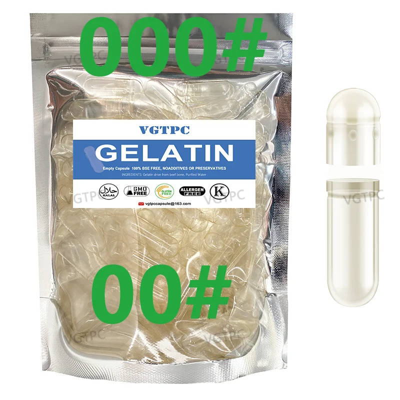 Size 000 00 0 Gelatin Separated Joined Capsules 1000PCS Empty Clear Capsule Pill Kosher Halal Hollow Capsule