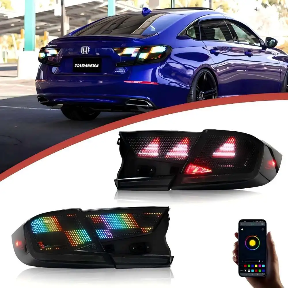 

RGB Digitization Led Taillights For Honda Accord 2018-2022 With Sequential Turn Signal Dynamic Animation Tail Lamp Assembly