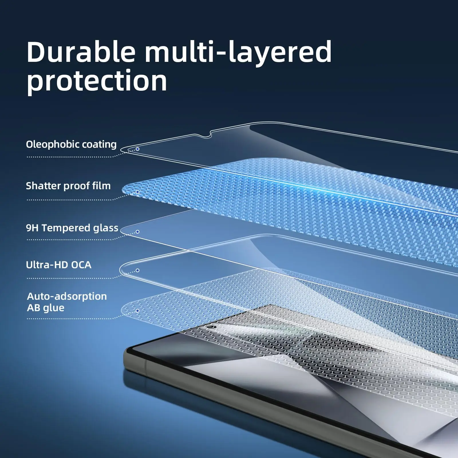 삼성 갤럭시 S24 울트라 6.8 인치 강화 유리 스크린 보호대, HD 크리스탈 9H 하이 알루미늄 지문 잠금 해제