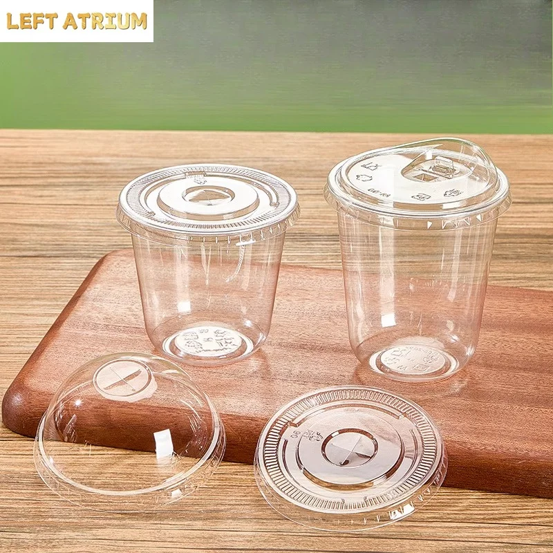 U Shaped Disposable Cold Drinks Plastic Cup 90 Caliber PET Material Transparent Coffee Cups with Lid Sealed Milk Tea Tumbler
